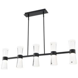 Hourglass 10"H x 35.88"W 5-Light Linear Pendant in Black