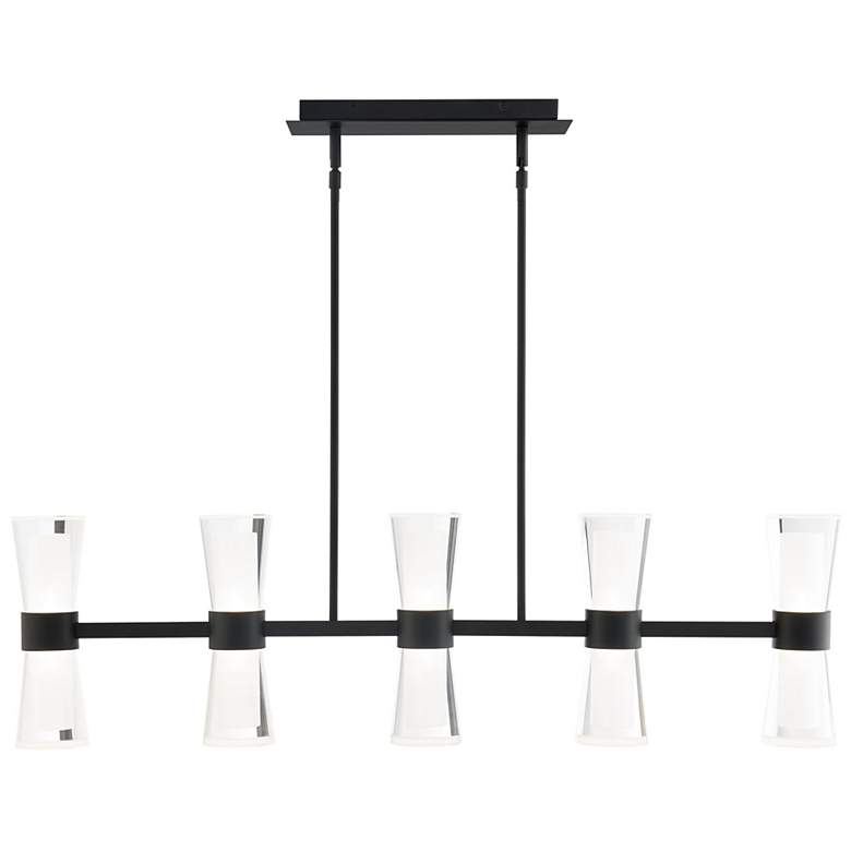 Image 2 Hourglass 10"H x 35.88"W 5-Light Linear Pendant in Black more views