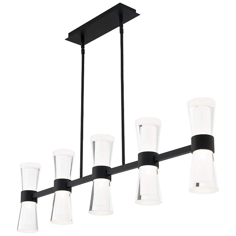 Image 3 Hourglass 10"H x 35.88"W 5-Light Linear Pendant in Black more views