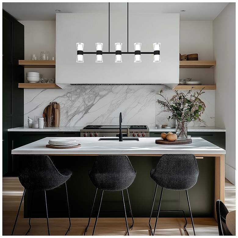Image 7 Hourglass 10"H x 35.88"W 5-Light Linear Pendant in Black more views