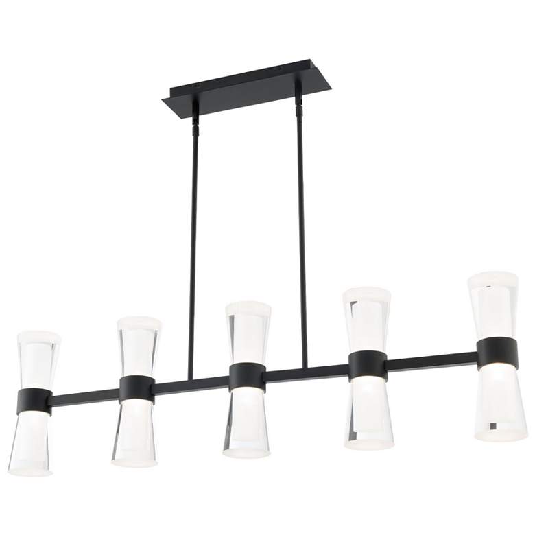 Image 1 Hourglass 10"H x 35.88"W 5-Light Linear Pendant in Black