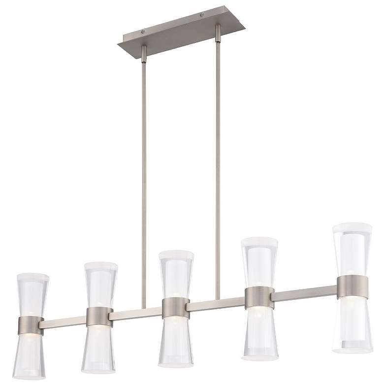 Image 1 Hourglass 10"H x 35.88"W 5-Light Linear Pendant in Brushed Nickel
