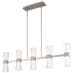 Hourglass 10"H x 35.88"W 5-Light Linear Pendant in Brushed Nickel
