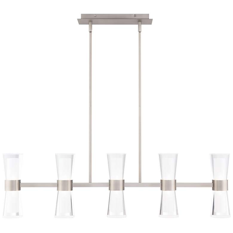 Image 2 Hourglass 10"H x 35.88"W 5-Light Linear Pendant in Brushed Nickel more views