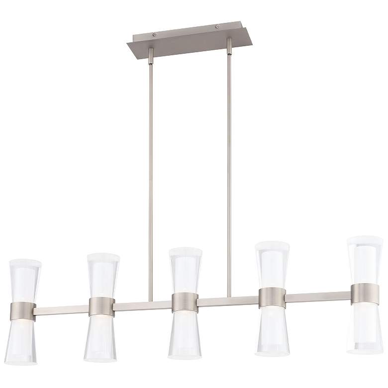 Image 3 Hourglass 10"H x 35.88"W 5-Light Linear Pendant in Brushed Nickel more views