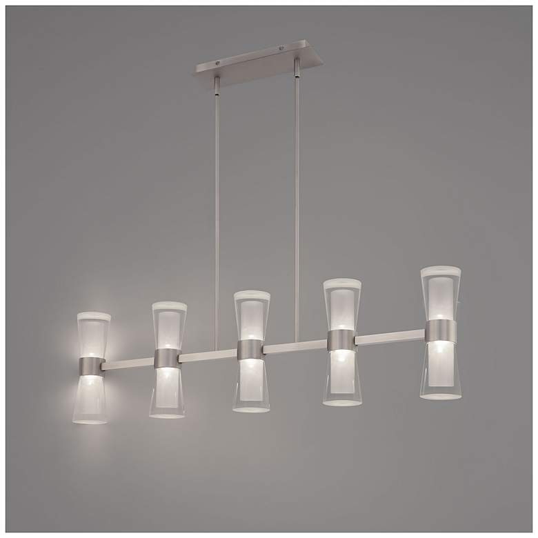 Image 4 Hourglass 10"H x 35.88"W 5-Light Linear Pendant in Brushed Nickel more views