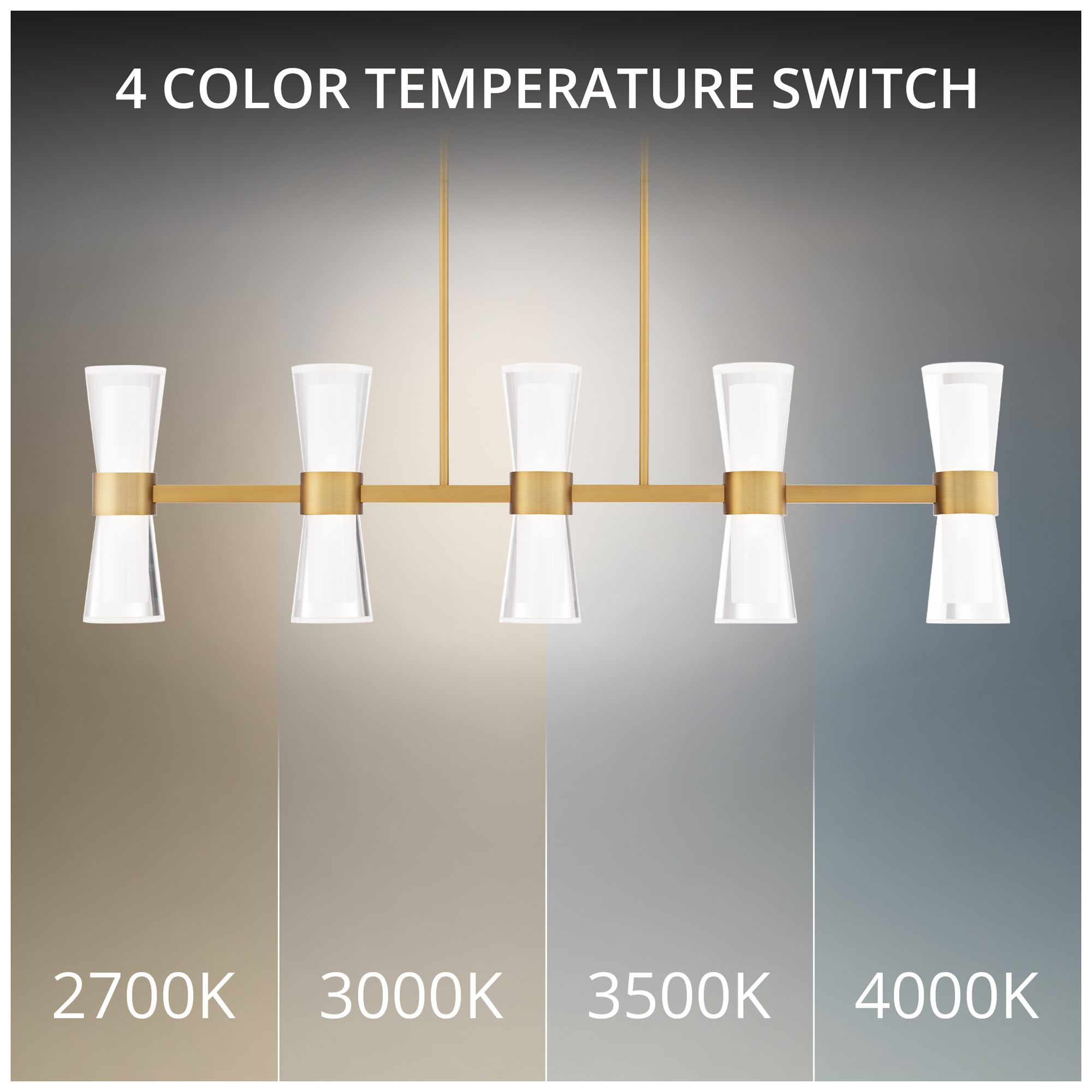 Image 4 Hourglass 10"H x 35.88"W 5-Light Linear Pendant in Aged Brass more views