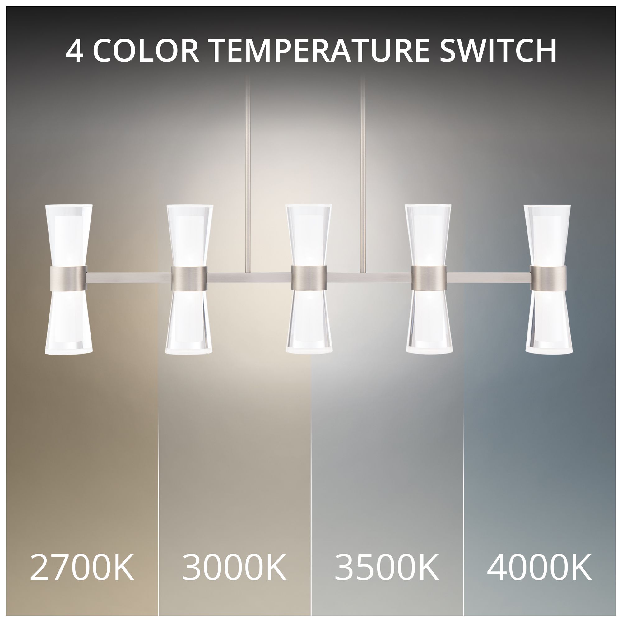Image 5 Hourglass 10"H x 35.88"W 5-Light Linear Pendant in Brushed Nickel more views