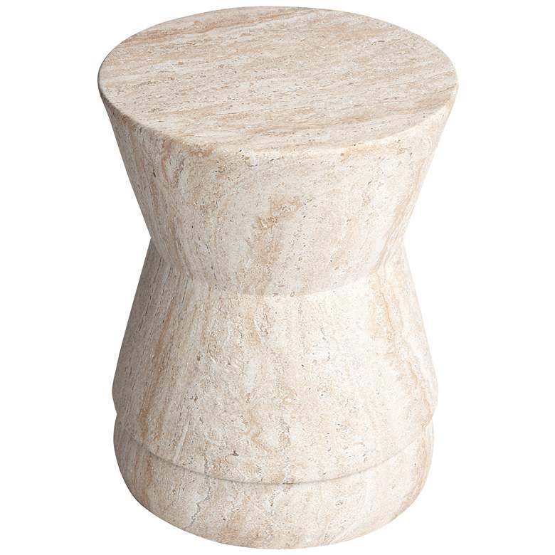 Image 1 Hourglass 14 1/2" Wide Travertine Stone Accent Table