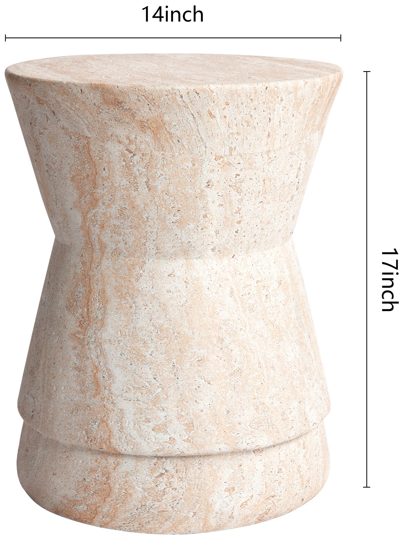 Hourglass 14 1/2" Wide Travertine Stone Accent Table