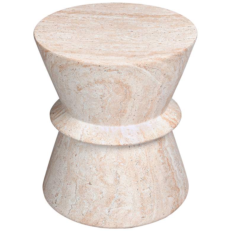 Image 2 Hourglass 15 1/2" Wide Travertine Stone Accent Table