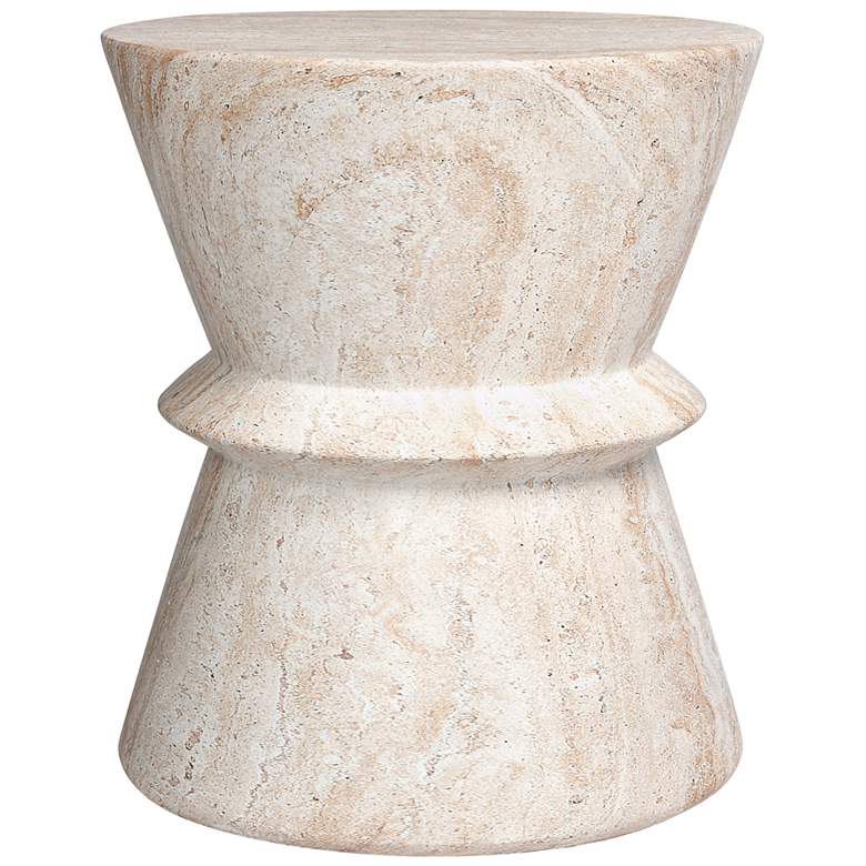 Image 3 Hourglass 15 1/2" Wide Travertine Stone Accent Table more views