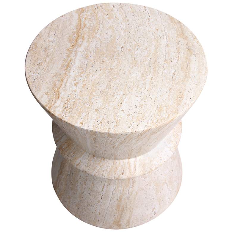 Image 4 Hourglass 15 1/2" Wide Travertine Stone Accent Table more views