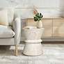 6_Hourglass 15 1/2" Wide Travertine Stone Accent Table more views