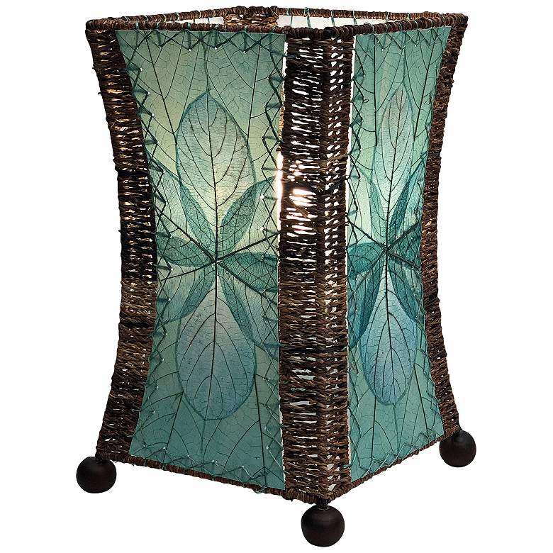 Image 2 Hourglass 15" High Blue Leaves LED Accent Table Lamp