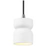 Hourglass 3.5" Wide Gloss White and Brushed Nickel Pendant