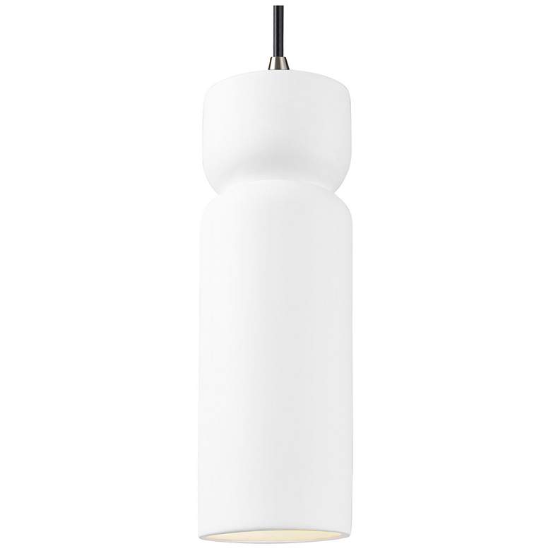 Image 1 Hourglass 3.5" Wide Gloss White and Brushed Nickel Pendant