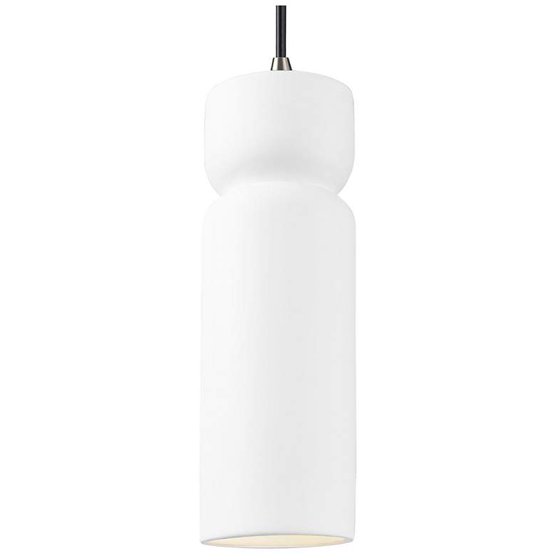 Image 1 Hourglass 3.5 inch Wide Gloss White and Brushed Nickel Pendant