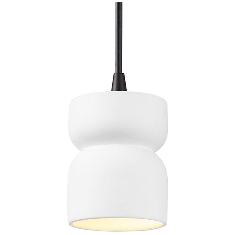 Image 1 Hourglass 3.5" Wide Gloss White and Matte Black Pendant