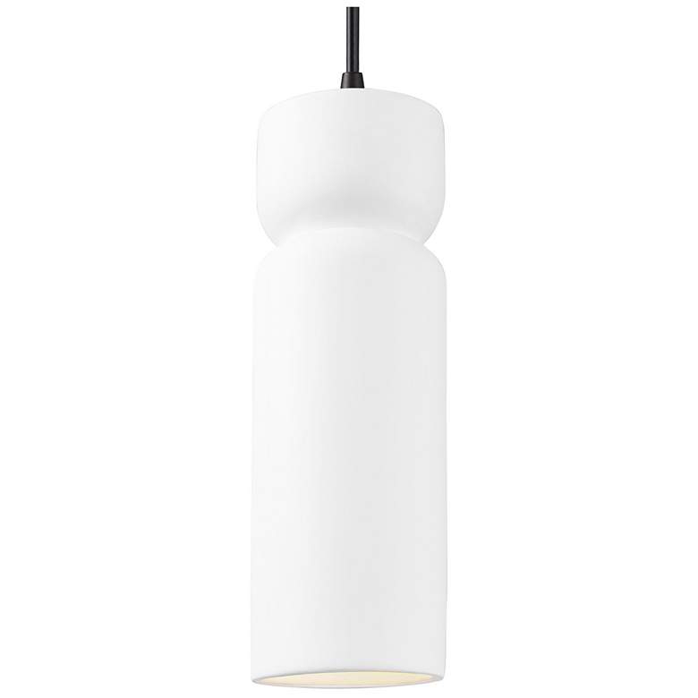 Image 1 Hourglass 3.5" Wide Gloss White and Matte Black Pendant