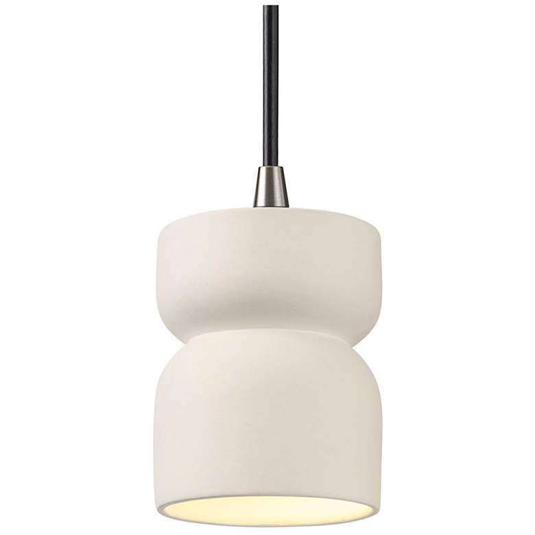 Image 1 Hourglass 3.5 inch Wide Matte White and Brushed Nickel Pendant