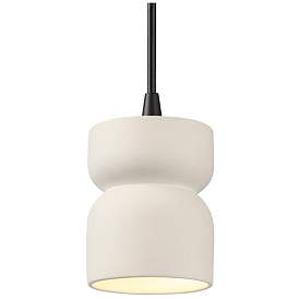 Image1 of Hourglass 3.5" Wide Short Matte White and Black Pendant with Black Cor