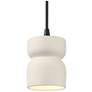 Hourglass 3.5" Wide Short Matte White and Black Pendant with Black Cor