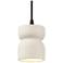 Hourglass 3.5" Wide Short Matte White and Black Pendant with Black Cor