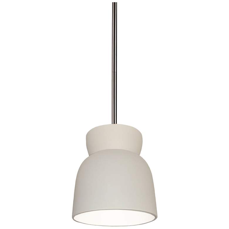 Image 1 Hourglass 7.5 inch Wide Bisque and Brushed Nickel Pendant