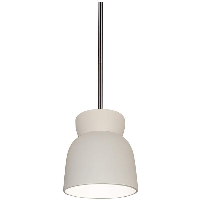 Image 1 Hourglass 7.5" Wide Bisque and Brushed Nickel Pendant