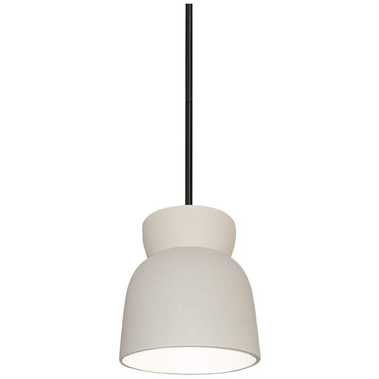 Image 1 Hourglass 7.5" Wide Bisque and Matte Black Pendant