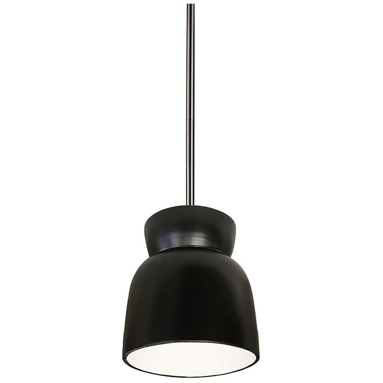 Image 1 Hourglass 7.5" Wide Carbon Matte Black and Brushed Nickel Pendant
