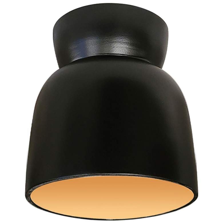 Image 1 Hourglass 7.5" Wide Carbon Matte Black with Champagne Gold Flush Mount