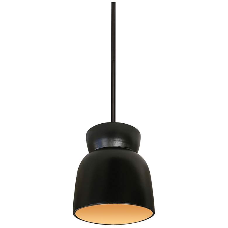Image 1 Hourglass 7.5" Wide Carbon Matte Black with Champagne Gold Pendant