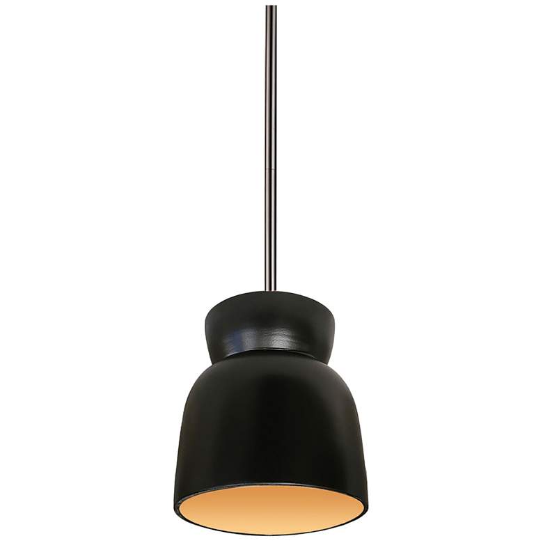 Image 1 Hourglass 7.5" Wide Carbon Matte Black with Champagne Gold Pendant