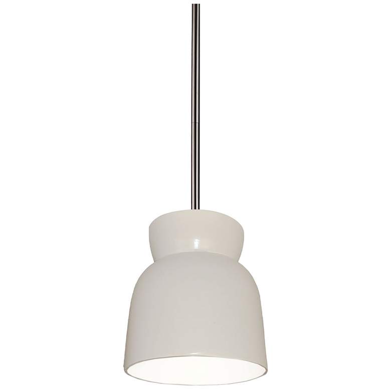 Image 1 Hourglass 7.5" Wide Gloss White and Brushed Nickel Pendant