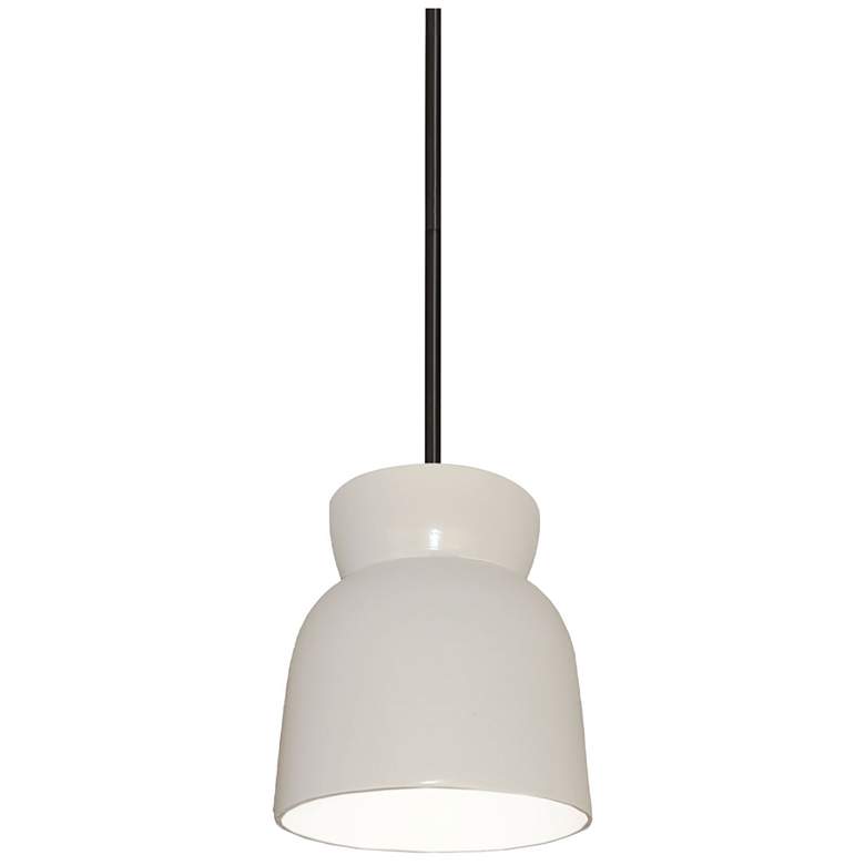 Image 1 Hourglass 7.5 inch Wide Gloss White and Matte Black Pendant