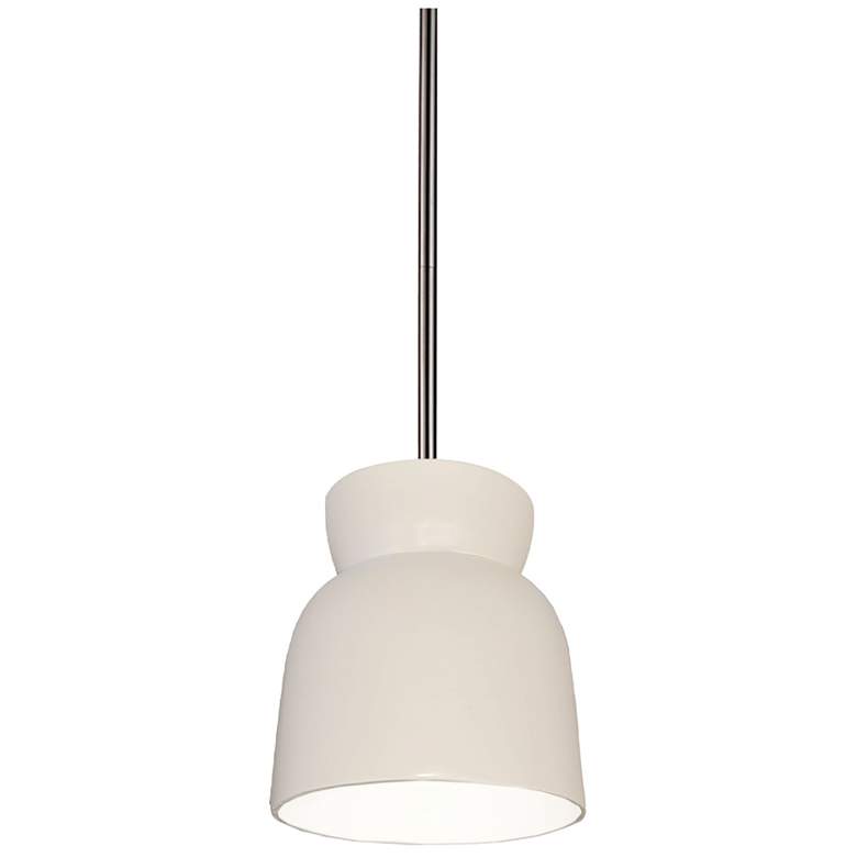 Image 1 Hourglass 7.5 inch Wide Matte White and Brushed Nickel Pendant