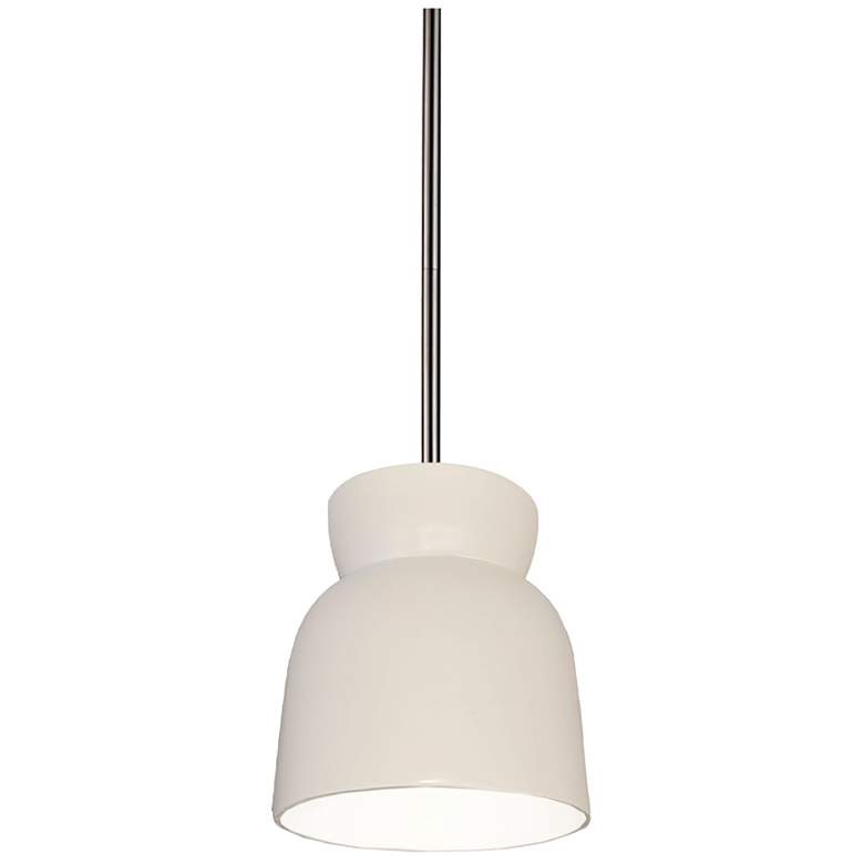 Image 1 Hourglass 7.5" Wide Matte White and Brushed Nickel Pendant