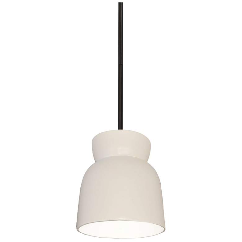 Image 1 Hourglass 7.5" Wide Matte White and Matte Black Pendant