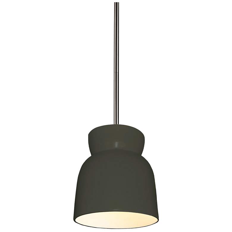 Image 1 Hourglass 7.5" Wide Pewter Green and Brushed Nickel Pendant
