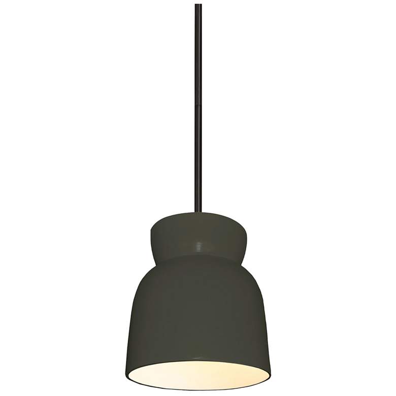 Image 1 Hourglass 7.5" Wide Pewter Green and Matte Black Pendant