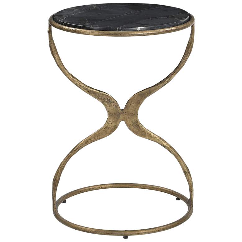 Image 1 Hourglass Antique Brass And Black Marble Modern Accent Table