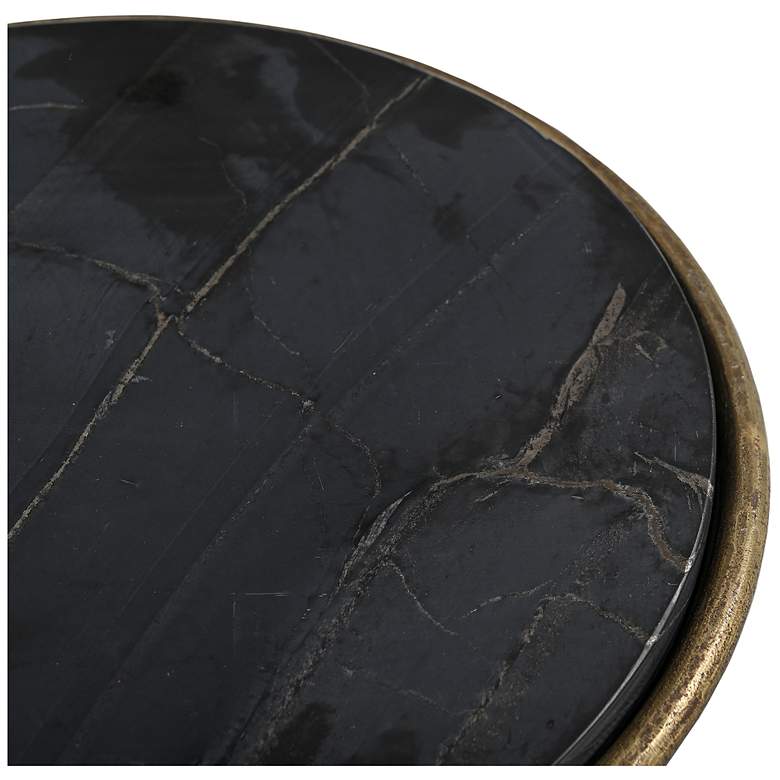 Image 2 Hourglass Antique Brass And Black Marble Modern Accent Table more views