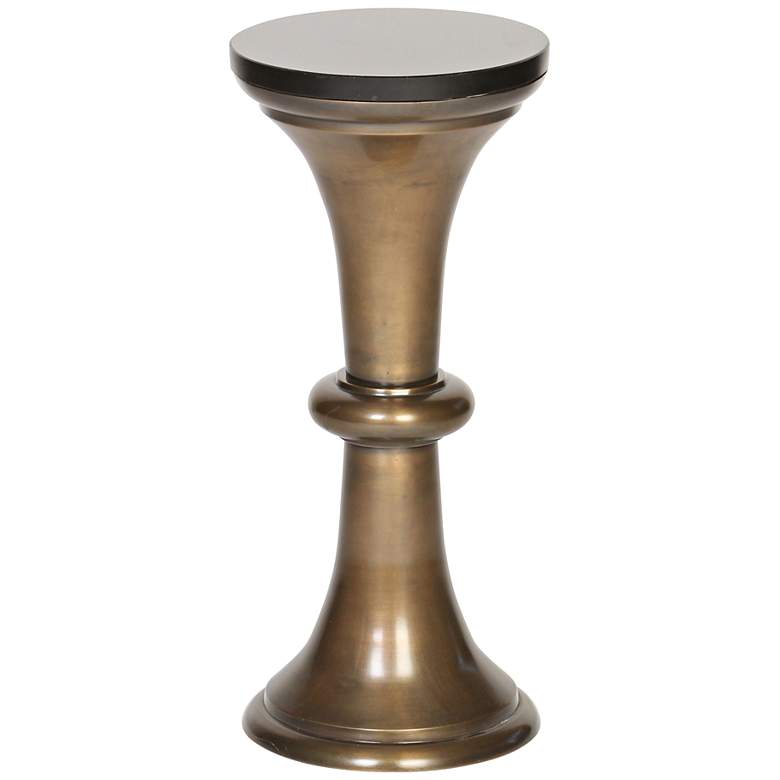 Image 1 Hourglass Brass and Black Marble Accent Table