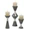 Hourglass Gray and Nickel Pillar Candle Holders Set of 3