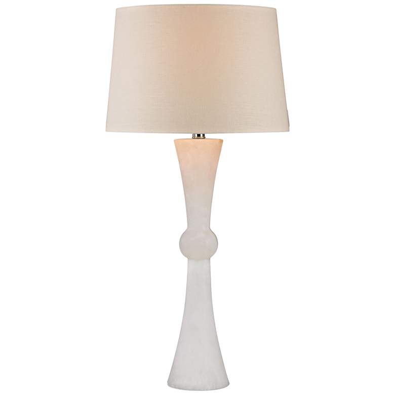 Image 1 Hourglass Natural White Alabaster Table Lamp