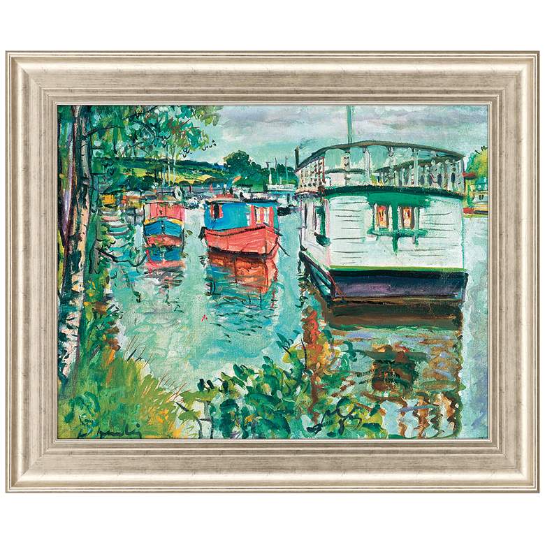 Image 2 House Boats 47 inch Wide Rectangular Giclee Framed Wall Art