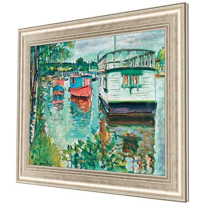 Image 4 House Boats 47" Wide Rectangular Giclee Framed Wall Art more views