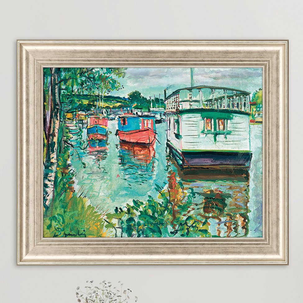 Giclee Art Prints Archival Quality Canvas Prints Page 7 Lamps Plus   House Boats 47 Wide Rectangular Giclee Framed Wall Art  139y4cropped 